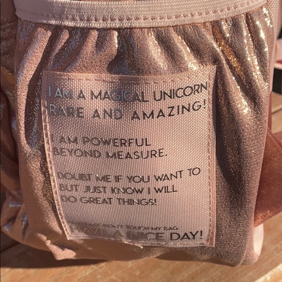 Rose Gold Quilted Unicorn Initial  Backpack “S” - Picture 8 of 11